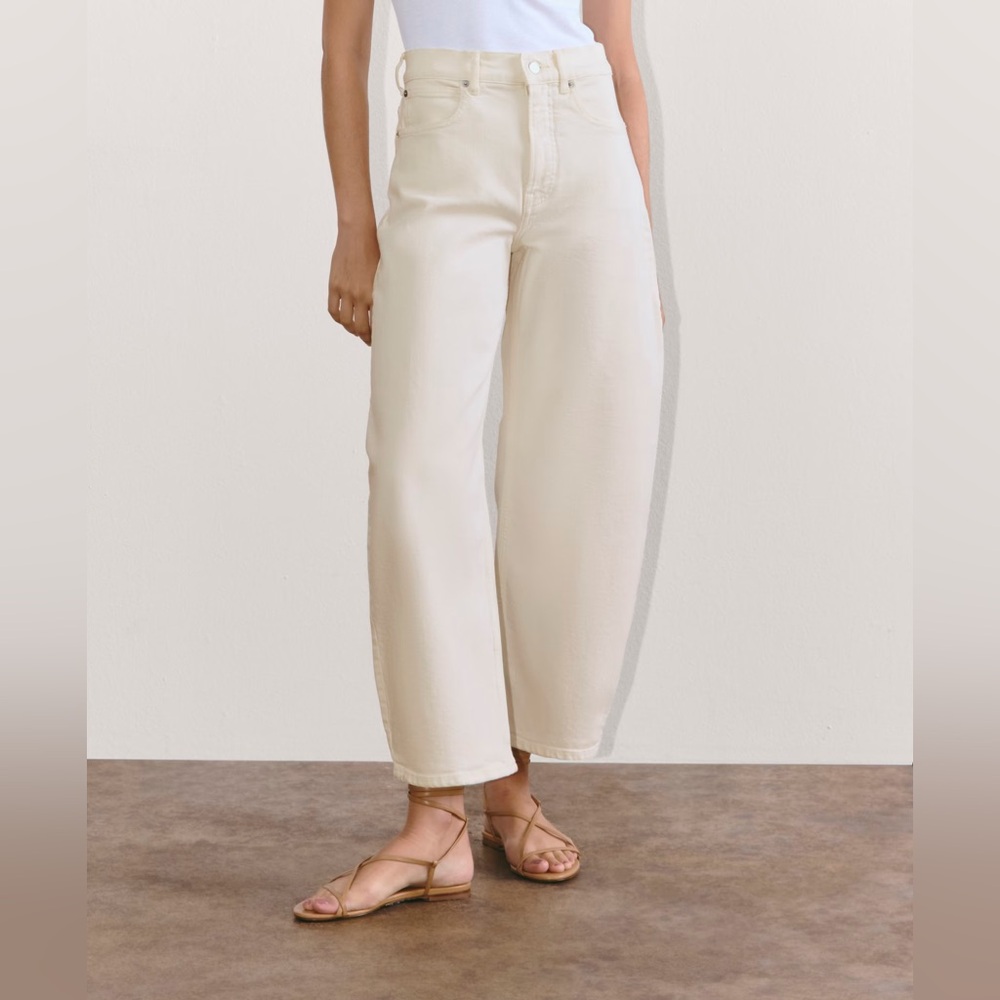 Everlane High Rise Wide Leg Jeans in Off-White/Cream